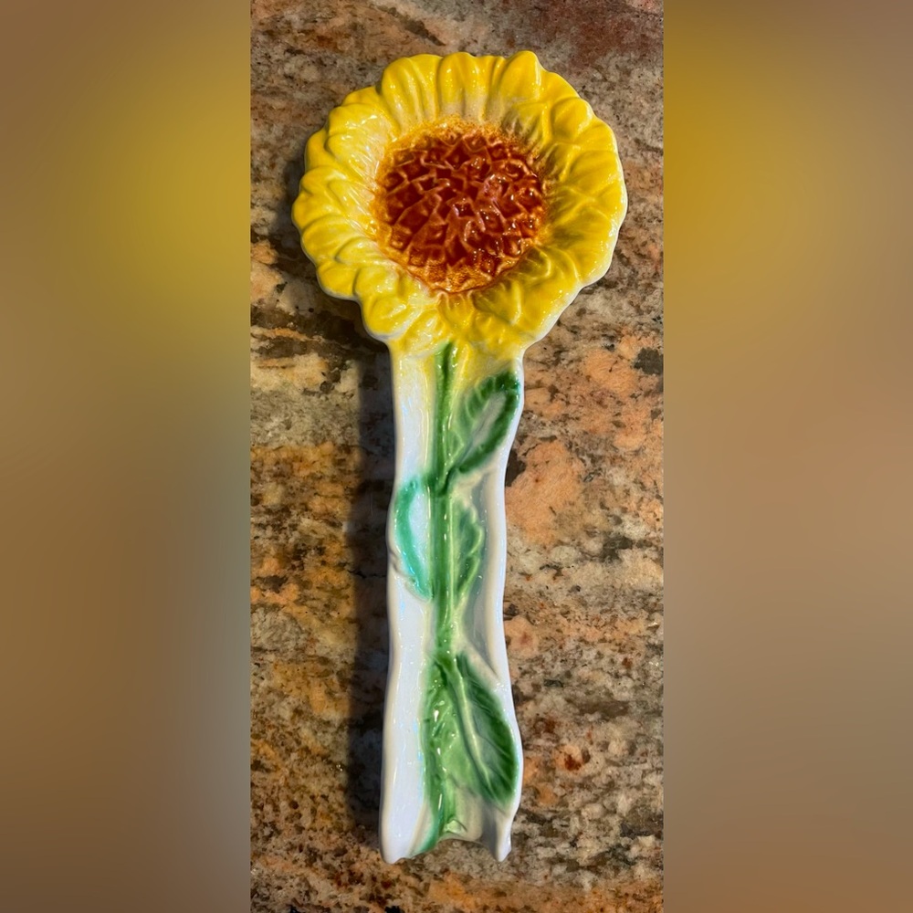 Vintage Sunflower Ceramic Spoon Rest